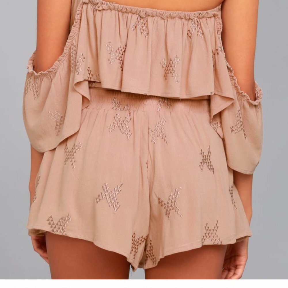 Lulus Feel the Tide Mauve Embroidered Shorts Blush - Picture 7 of 7